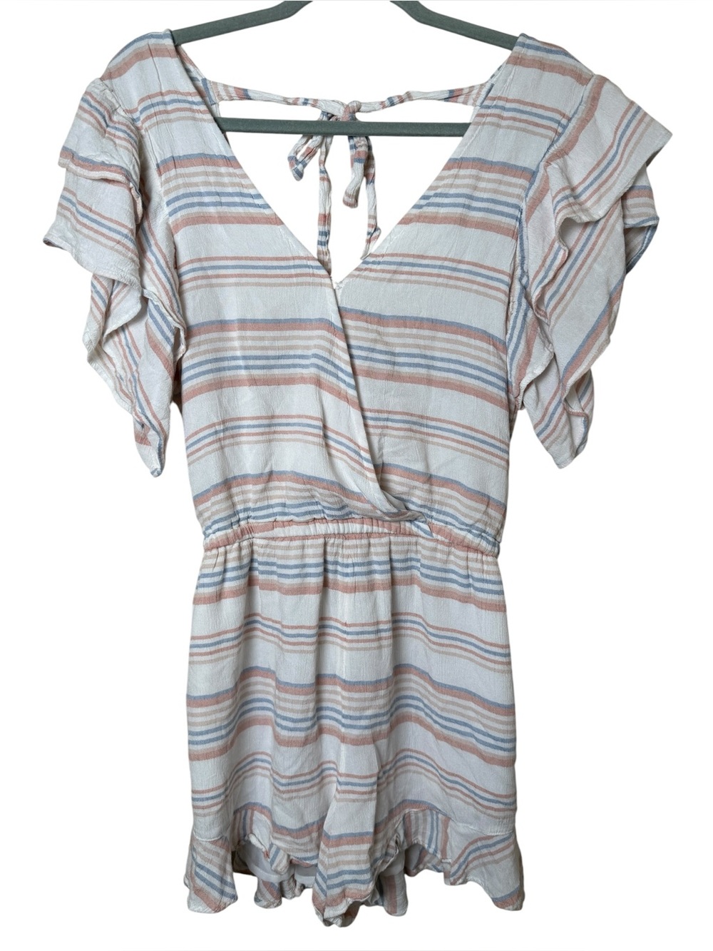 American Eagle Outfitters Small Striped Romper in Ivory, Dusty Blue & Mauve